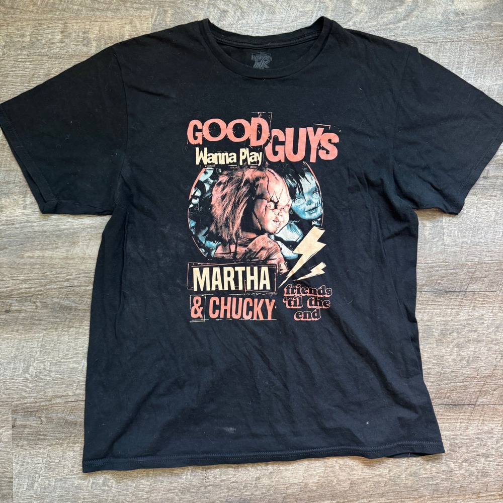 Horror Ink Chucky Martha Good Guys T-Shirt Size M Regular Black Graphic Tee